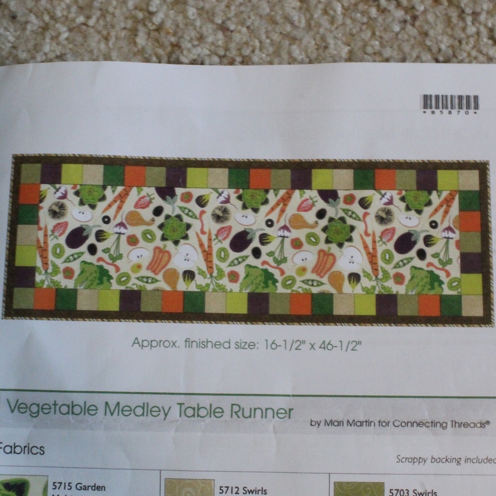 Connecting Threads Vegetable Medley Table Runner Quilt Kit Multi Color 16x46in